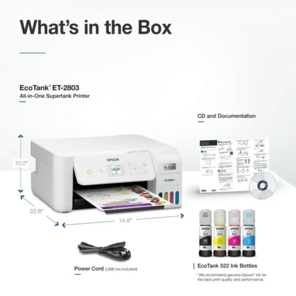 Epson EcoTank ET-2803 Wireless All-in-One Cartridge-Free Printer - Image 3