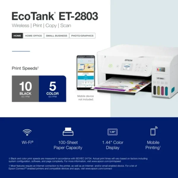 Epson EcoTank ET-2803 Wireless All-in-One Cartridge-Free Printer - Image 2