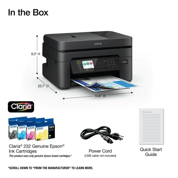 Epson WorkForce WF-2950 All-in-One Wireless Color Printer with Scanner, Copier and Fax - Image 3