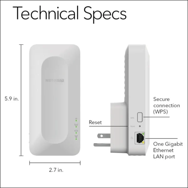 NETGEAR - EAX12 AX1600 WiFi 6 Mesh Wall Plug Range Extender - White - Image 2