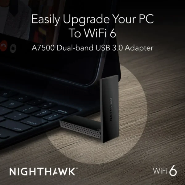 NETGEAR - Nighthawk AX1800 Wi-Fi 6 USB 3.0 Adapter - Black - Image 3
