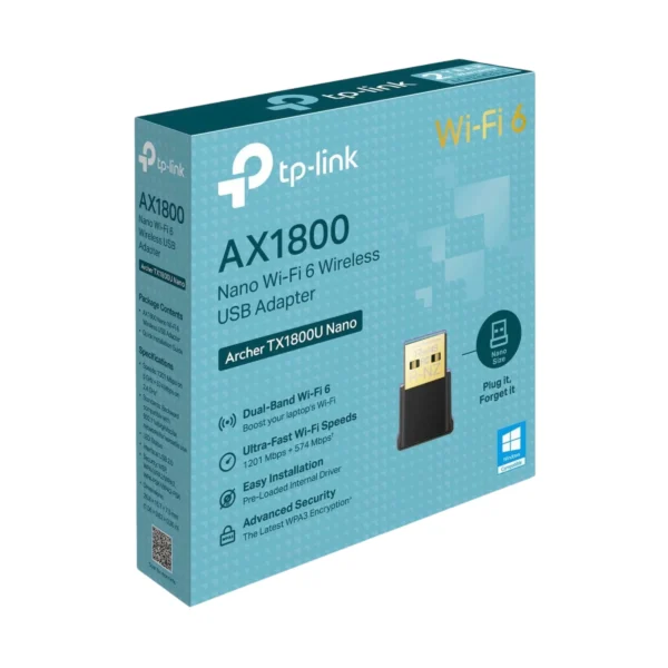 TP-Link - AX1800 Nano Wi-Fi 6 Wireless USB Adapter - Black - Image 3